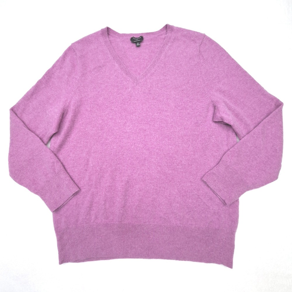 Talbots Sweater Womens 2X Purple Pure Cashmere V-Neck Long Sleeve Pullover